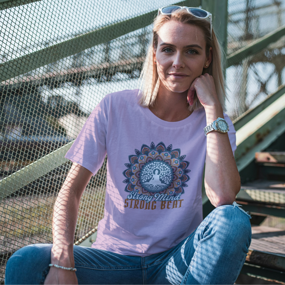 Buddha Meditation T-Shirt, Strong Mind Strong Beat (Light)
