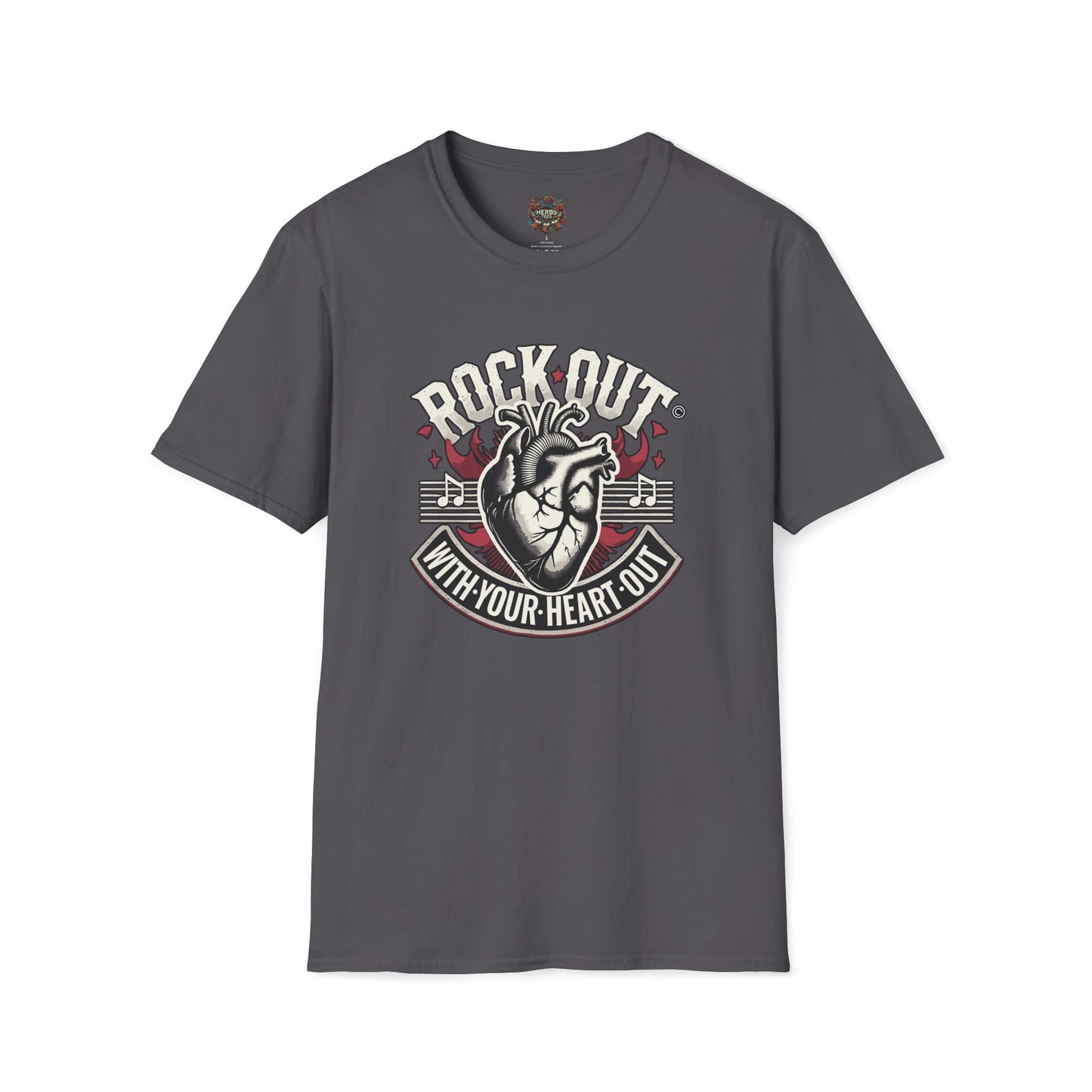 ROCK OUT WITH YOUR HEART OUT Unisex Softstyle  Drummers T-Shirt