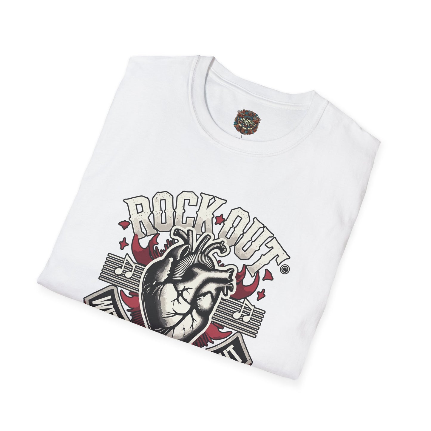 ROCK OUT WITH YOUR HEART OUT Unisex Softstyle  Drummers T-Shirt