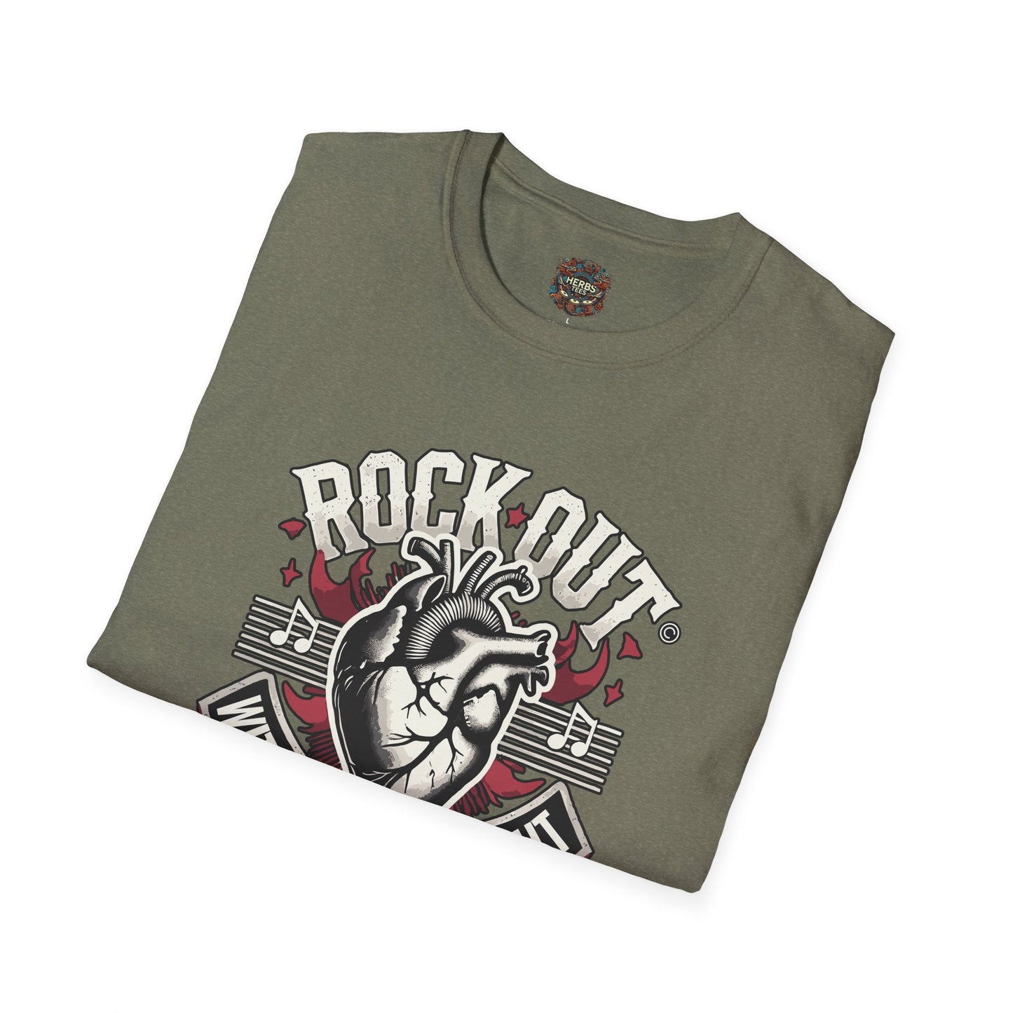 ROCK OUT WITH YOUR HEART OUT Unisex Softstyle  Drummers T-Shirt