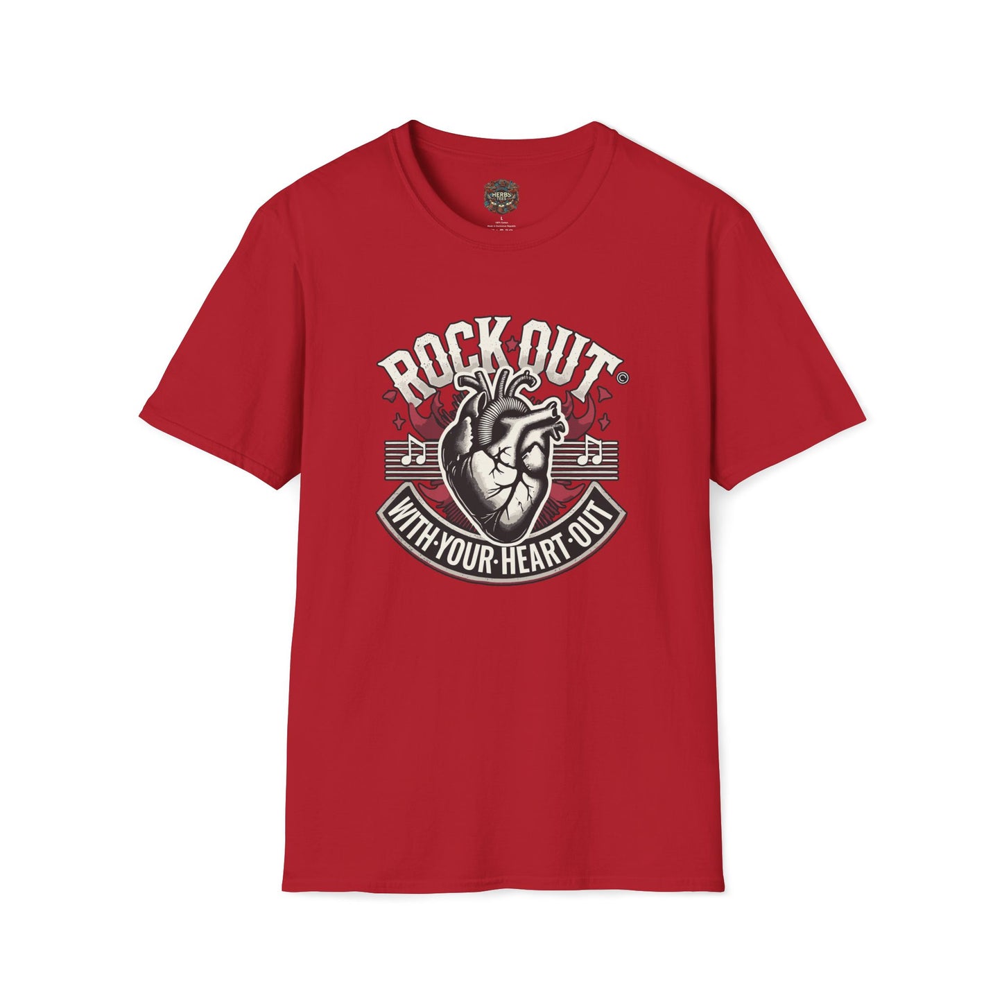 ROCK OUT WITH YOUR HEART OUT Unisex Softstyle  Drummers T-Shirt