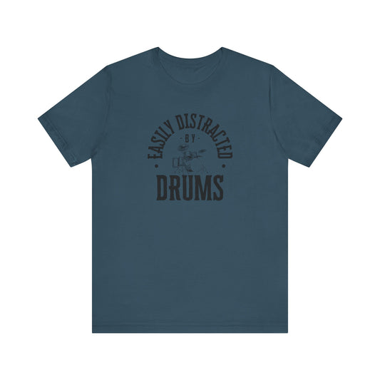 DISTRACTED BY DRUMS Unisex Jersey Short Sleeve Tee
