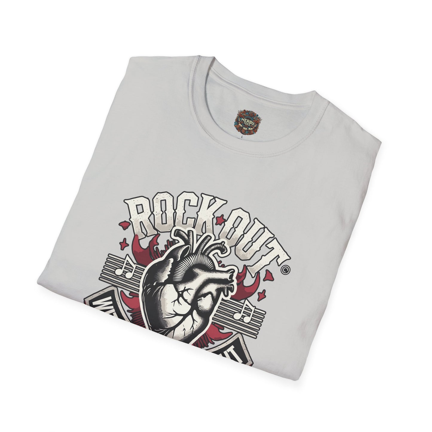 ROCK OUT WITH YOUR HEART OUT Unisex Softstyle  Drummers T-Shirt