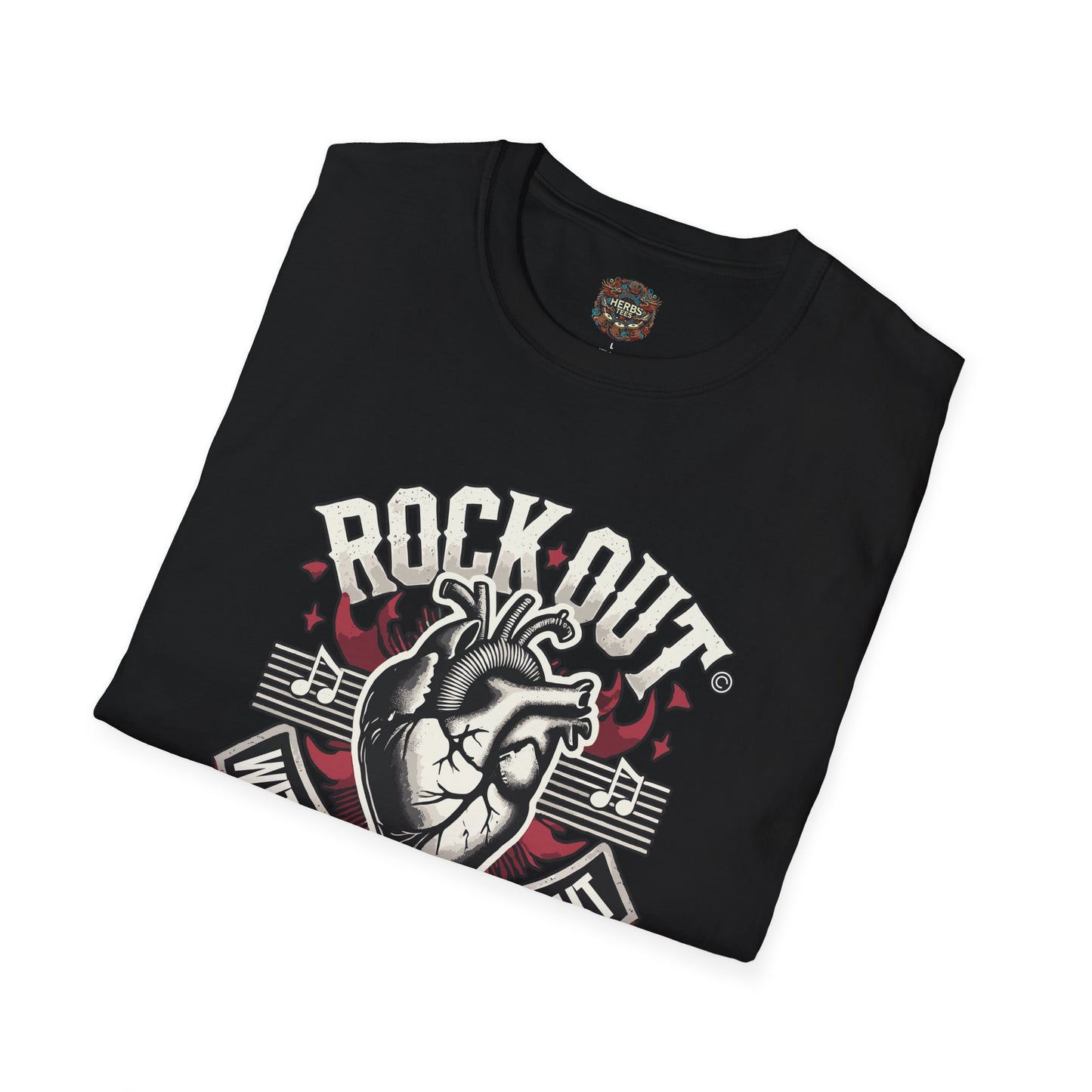 ROCK OUT WITH YOUR HEART OUT Unisex Softstyle  Drummers T-Shirt