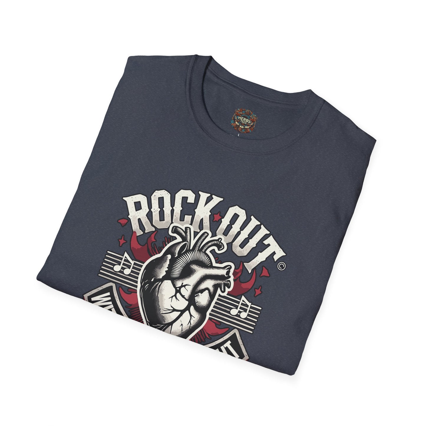 ROCK OUT WITH YOUR HEART OUT Unisex Softstyle  Drummers T-Shirt