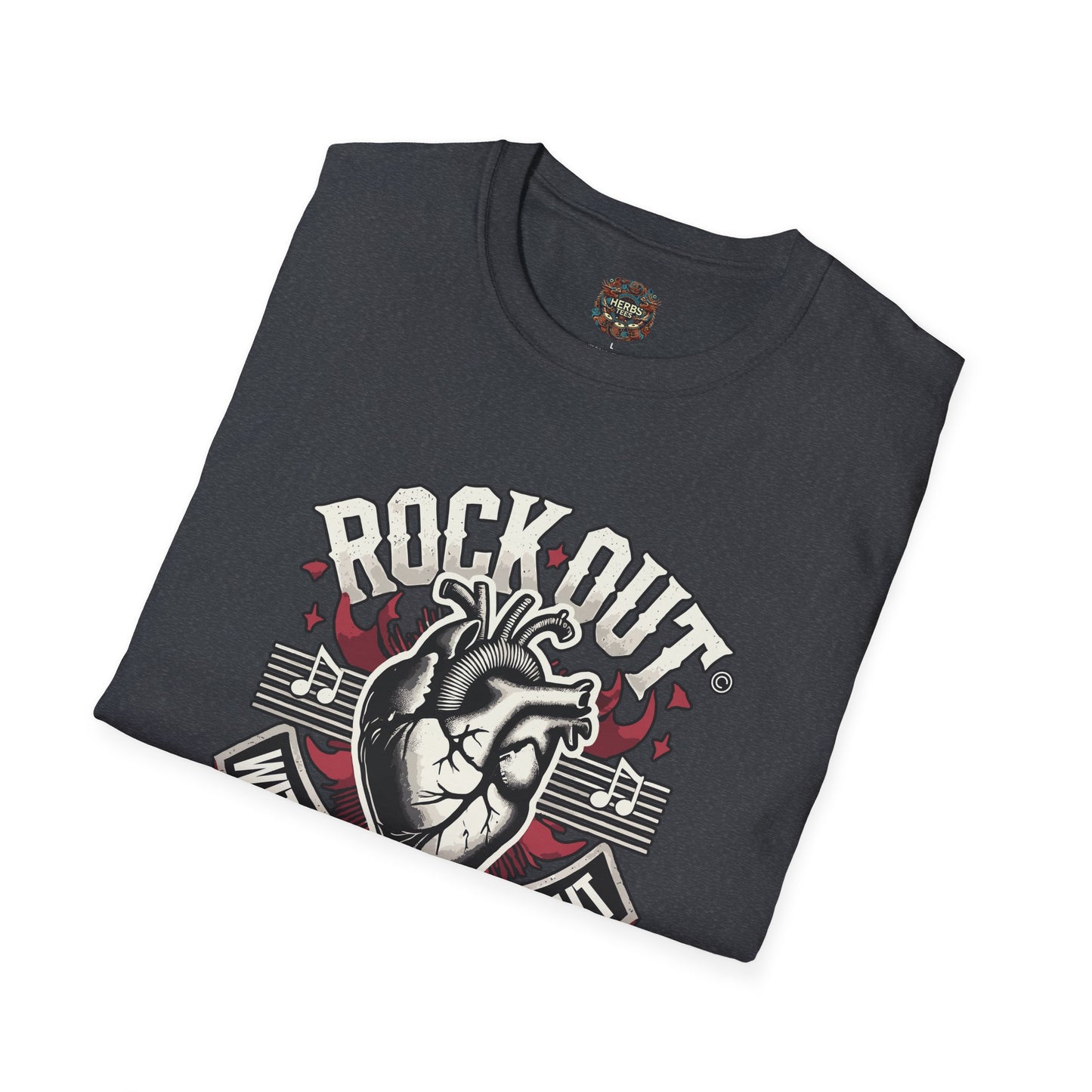 ROCK OUT WITH YOUR HEART OUT Unisex Softstyle  Drummers T-Shirt